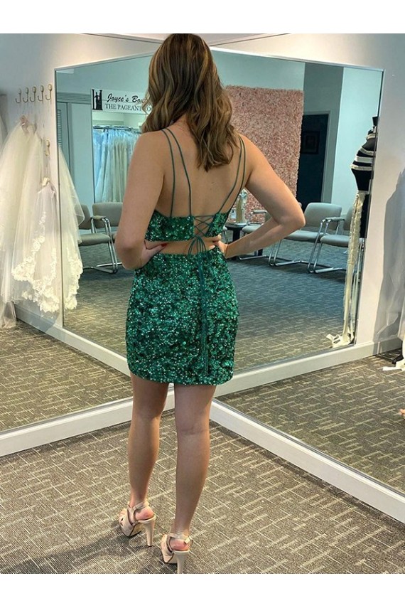Lantejoulas Veludo Decote V Sem Mangas Curto Bainha Vestidos de Festa Baratos