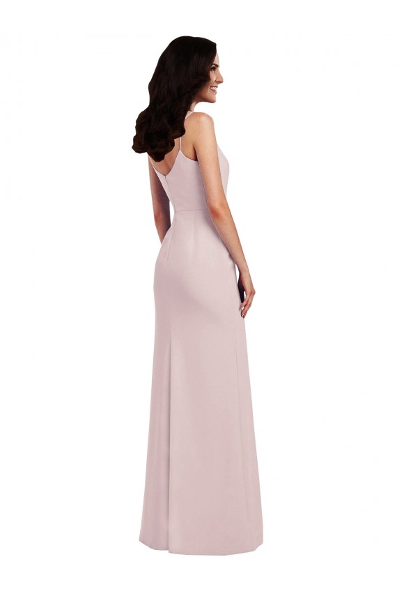 Crepe Esticado Alças finas Sem Mangas Costas em V Comprimento Chão Trombeta Longo Vestidos de Madrinha / Vestidos de Noite / Vestidos de Festa Baratos