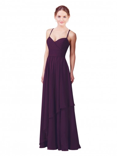 Chiffon Amor Sem Mangas Comprimento Chão Uva Bainha Vestidos de Madrinha Baratos