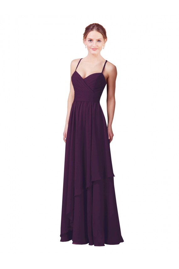 Chiffon Amor Sem Mangas Comprimento Chão Uva Bainha Vestidos de Madrinha Baratos