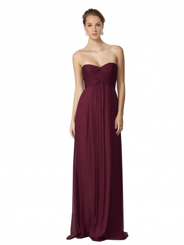 Chiffon Amor Sem Mangas Comprimento Chão Vestidos de Madrinha / Vestidos Formais Baratos
