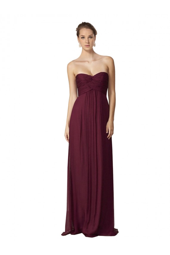 Chiffon Amor Sem Mangas Comprimento Chão Vestidos de Madrinha / Vestidos Formais Baratos