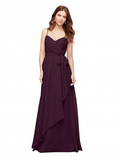 Chiffon Decote V Sem Mangas Comprimento Chão Vestido de Festa / Vestido de Madrinha Baratos