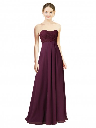 Chiffon Amor Sem Mangas Comprimento Chão Vestido de Madrinha Baratos