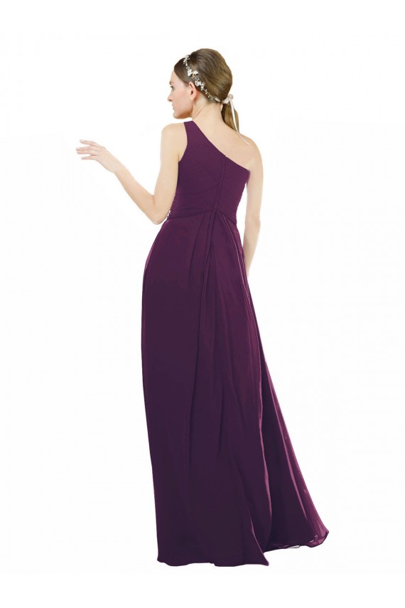 Chiffon Um Ombro Sem Mangas Comprimento Chão Vestido Formais / Vestido de Madrinha Baratos