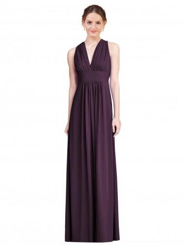 Chiffon Decote V Sem Mangas Comprimento Chão Vestido de Noite / Vestidos de Madrinha Baratos