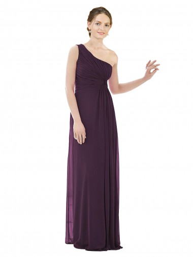 Chiffon Um Ombro Sem Mangas Comprimento Chão Vestidos de Festa Baratos