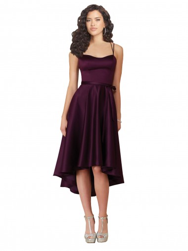 Cetim Amor Sem Mangas Criss Cruz Alto Baixo Vestidos de Madrinha / Vestidos de Festa Baratos