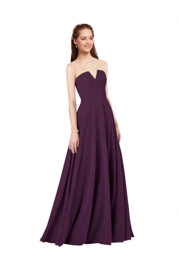 Chiffon Sem alças Sem Mangas Lombar Comprimento Chão Vestidos de Madrinha Baratos