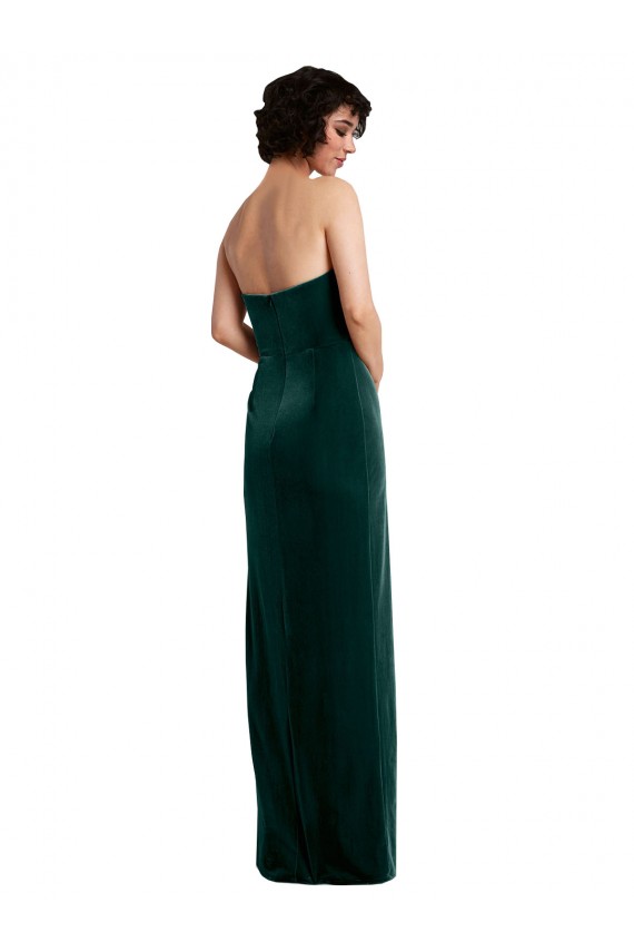 Veludo Elástico Sem alças Sem Mangas Lombar Comprimento Chão Bainha Vestidos de Madrinha / Vestidos de Noite / Vestidos de Festa Baratos