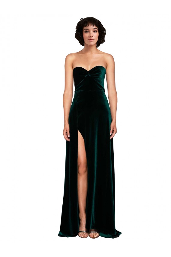 Veludo Elástico Amor Sem Mangas Lombar Comboio Varredela Vestidos de Madrinha / Vestidos de Festa Baratos