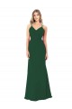 Chiffon Decote V Sem Mangas Comprimento Chão Verde Escuro Linha A Vestidos de Madrinha Baratos