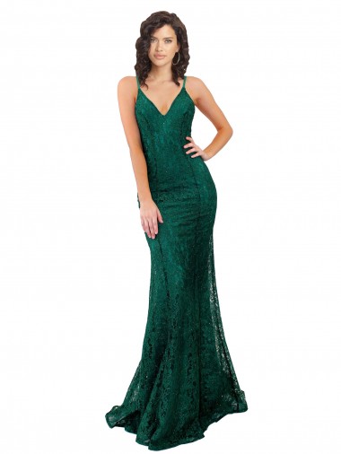 Renda Decote V Sem Mangas Abrir de volta Comprimento Chão Vestidos de Madrinha / Vestidos de Festa Baratos