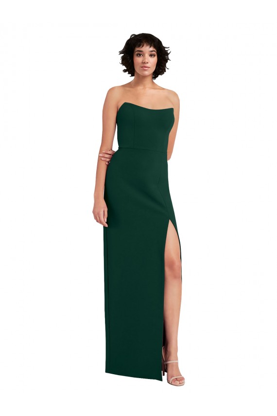 Crepe Esticado Colher Sem Mangas Lombar Comprimento Chão Bainha Vestidos de Madrinha / Vestidos de Noite / Vestidos de Festa Baratos