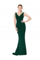 Crepe Esticado Decote V Sem Mangas Comprimento Chão Sereia Vestidos de Madrinha / Vestidos de Noite / Vestidos de Festa Baratos