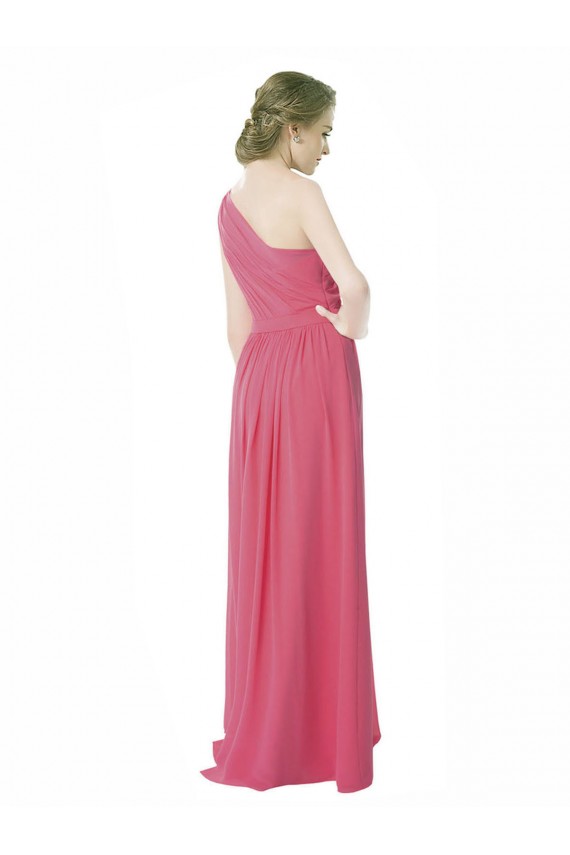 Chiffon Um Ombro Sem Mangas Comprimento Chão Vestidos de Madrinha Baratos