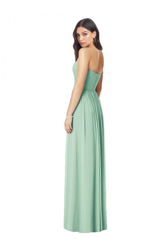 Chiffon Amor Sem Mangas Comprimento Chão Verde Menta Trombeta Vestidos de Madrinha Baratos