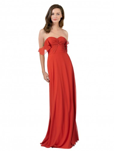 Chiffon Amor Sem Mangas Costas em V Comprimento Chão Vestidos de Madrinha Baratos