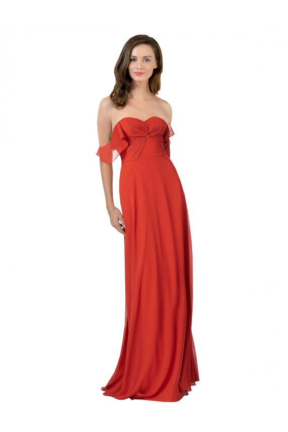 Chiffon Amor Sem Mangas Costas em V Comprimento Chão Vestidos de Madrinha Baratos