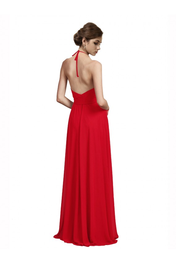 Chiffon Alças finas Sem Mangas Comprimento Chão Vestidos de Madrinha Baratos