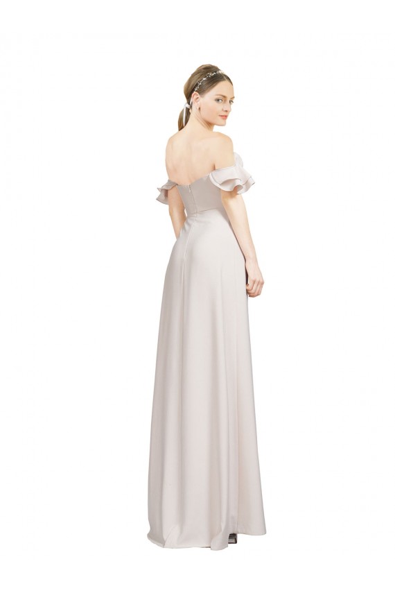 Crepe Esticado Fora do Ombro Sem Mangas Comprimento Chão Vestidos de Madrinha / Vestidos de Noite Baratos