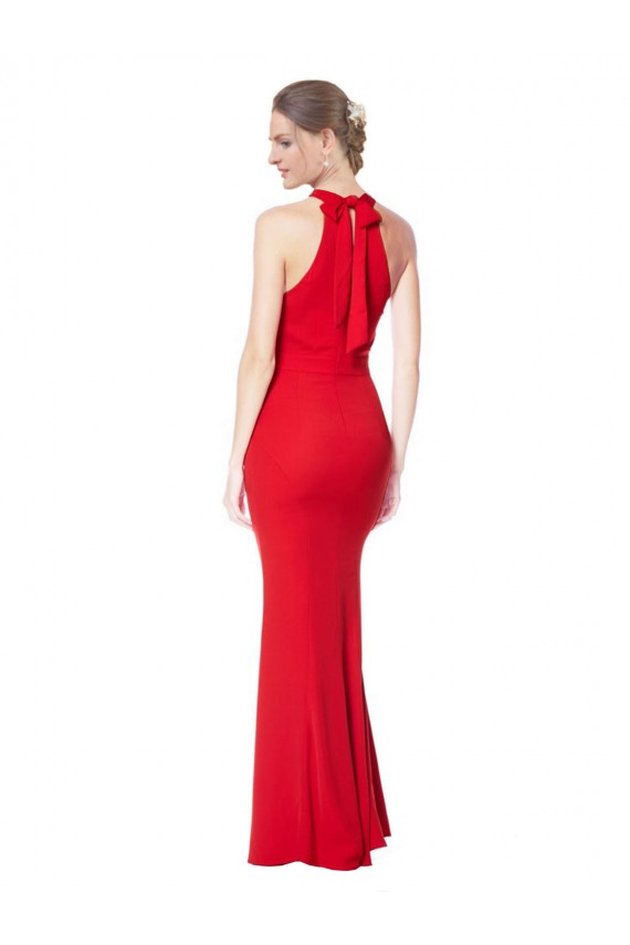 Crepe Esticado Cabeçada Sem Mangas Comprimento Chão Vestidos de Noite / Vestidos de Festa Baratos