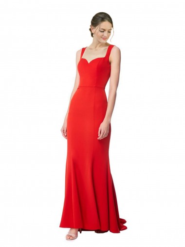Crepe Esticado Amor Sem Mangas Comprimento Chão Vestidos de Madrinha / Vestidos de Noite Baratos