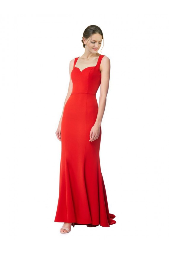 Crepe Esticado Amor Sem Mangas Comprimento Chão Vestidos de Madrinha / Vestidos de Noite Baratos