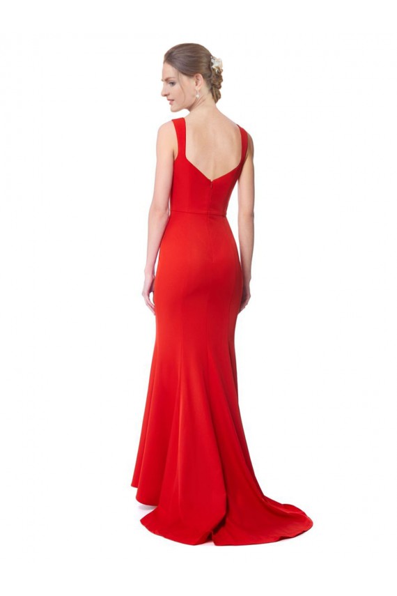 Crepe Esticado Amor Sem Mangas Comprimento Chão Vestidos de Madrinha / Vestidos de Noite Baratos