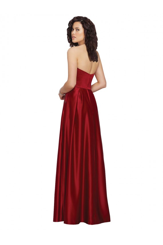 Cetim Sem alças Sem Mangas Comprimento Chão Vestidos de Madrinha / Vestidos de Festa Baratos