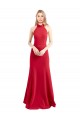 Crepe Esticado Cabeçada Sem Mangas Abrir de volta Comprimento Chão Vestidos de Madrinha / Vestidos de Noite / Vestidos de Festa Baratos