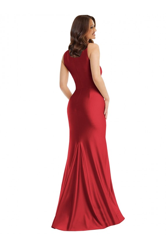 Cetim Sedoso Decote Quadrado Sem Mangas Comprimento Chão Sereia Vestidos de Madrinha / Vestidos de Noite / Vestidos de Festa Baratos