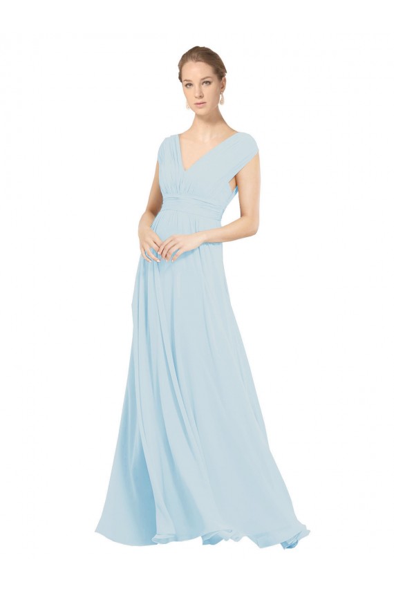 Chiffon Decote V Sem Mangas Comprimento Chão Vestidos de Madrinha Baratos