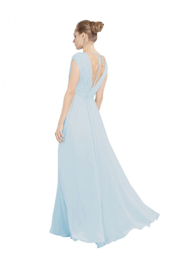 Chiffon Decote V Sem Mangas Comprimento Chão Vestidos de Madrinha Baratos