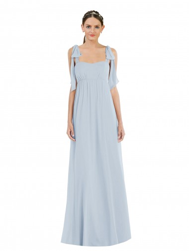 Chiffon Alças finas Sem Mangas Lombar Comprimento Chão Linha A Vestidos de Madrinha Baratos