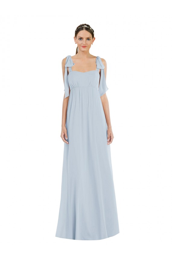 Chiffon Alças finas Sem Mangas Lombar Comprimento Chão Linha A Vestidos de Madrinha Baratos