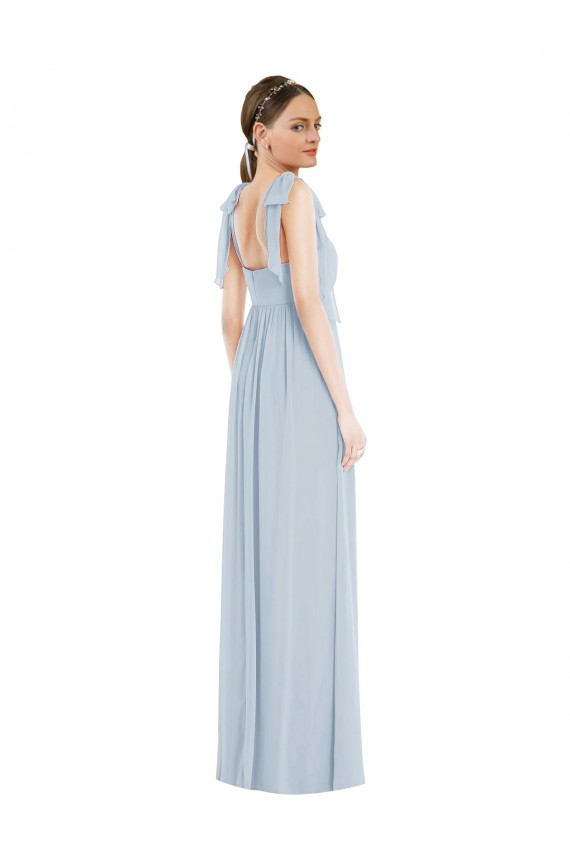 Chiffon Alças finas Sem Mangas Lombar Comprimento Chão Linha A Vestidos de Madrinha Baratos