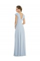 Chiffon Barco Mangas Esvoaçantes Costas em V Comprimento Chão Vestidos de Madrinha / Vestidos de Noite Baratos