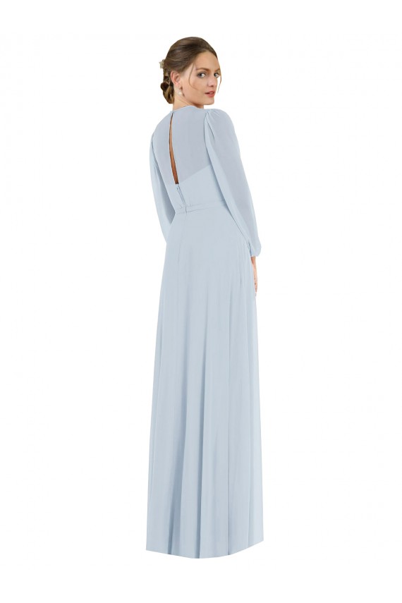 Chiffon Sem alças Mangas Bispo, Mangas Bufantes Buraco da fechadura Comprimento Chão Vestidos de Madrinha / Vestidos de Noite Baratos
