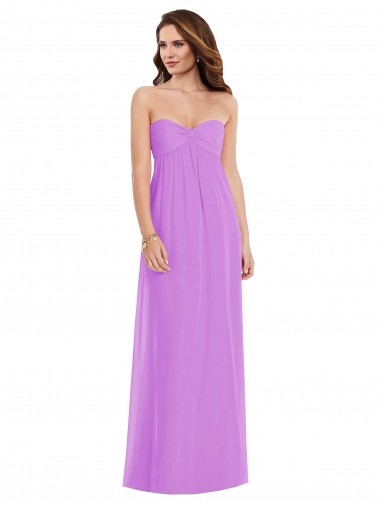 Chiffon Amor Sem Mangas Lombar Comprimento Chão Linha A Violeta Vestidos de Madrinha Baratos