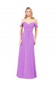 Chiffon Fora do Ombro Sem Mangas Comprimento Chão Violeta Linha A Vestidos de Madrinha Baratos