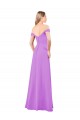 Chiffon Fora do Ombro Sem Mangas Comprimento Chão Violeta Linha A Vestidos de Madrinha Baratos