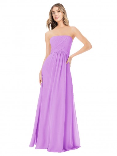 Chiffon Sem alças Sem Mangas Comprimento Chão Vestidos de Madrinha Baratos