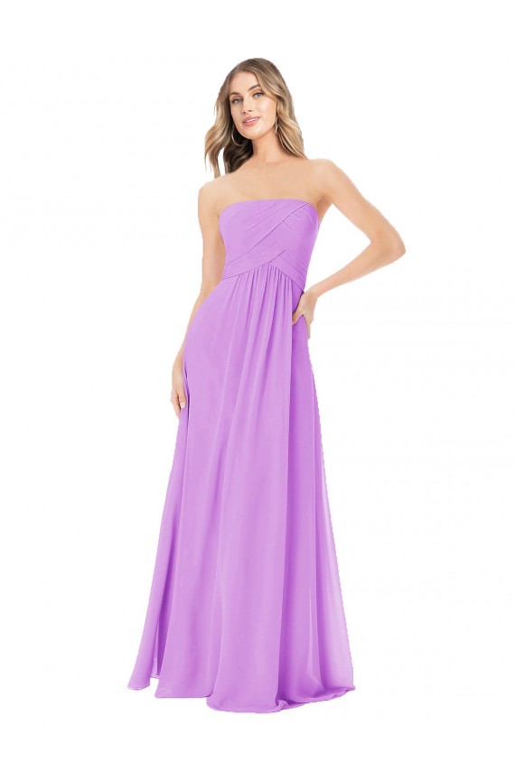 Chiffon Sem alças Sem Mangas Comprimento Chão Vestidos de Madrinha Baratos