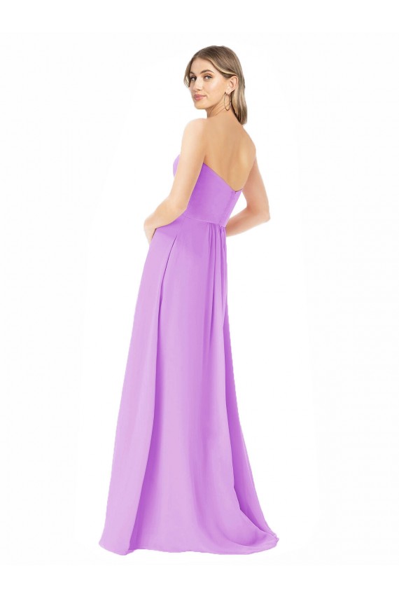 Chiffon Sem alças Sem Mangas Comprimento Chão Vestidos de Madrinha Baratos