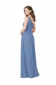 Chiffon Um Ombro Sem Mangas Comprimento Chão Windsor Azul Bainha Vestidos de Madrinha Baratos