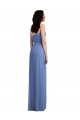 Chiffon Alças finas Sem Mangas Lombar Comprimento Chão Windsor Azul Longo Vestidos de Madrinha Baratos