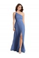Chiffon Um Ombro Sem Mangas Comprimento Chão Longo Linha A Vestidos de Madrinha / Vestidos de Noite Baratos